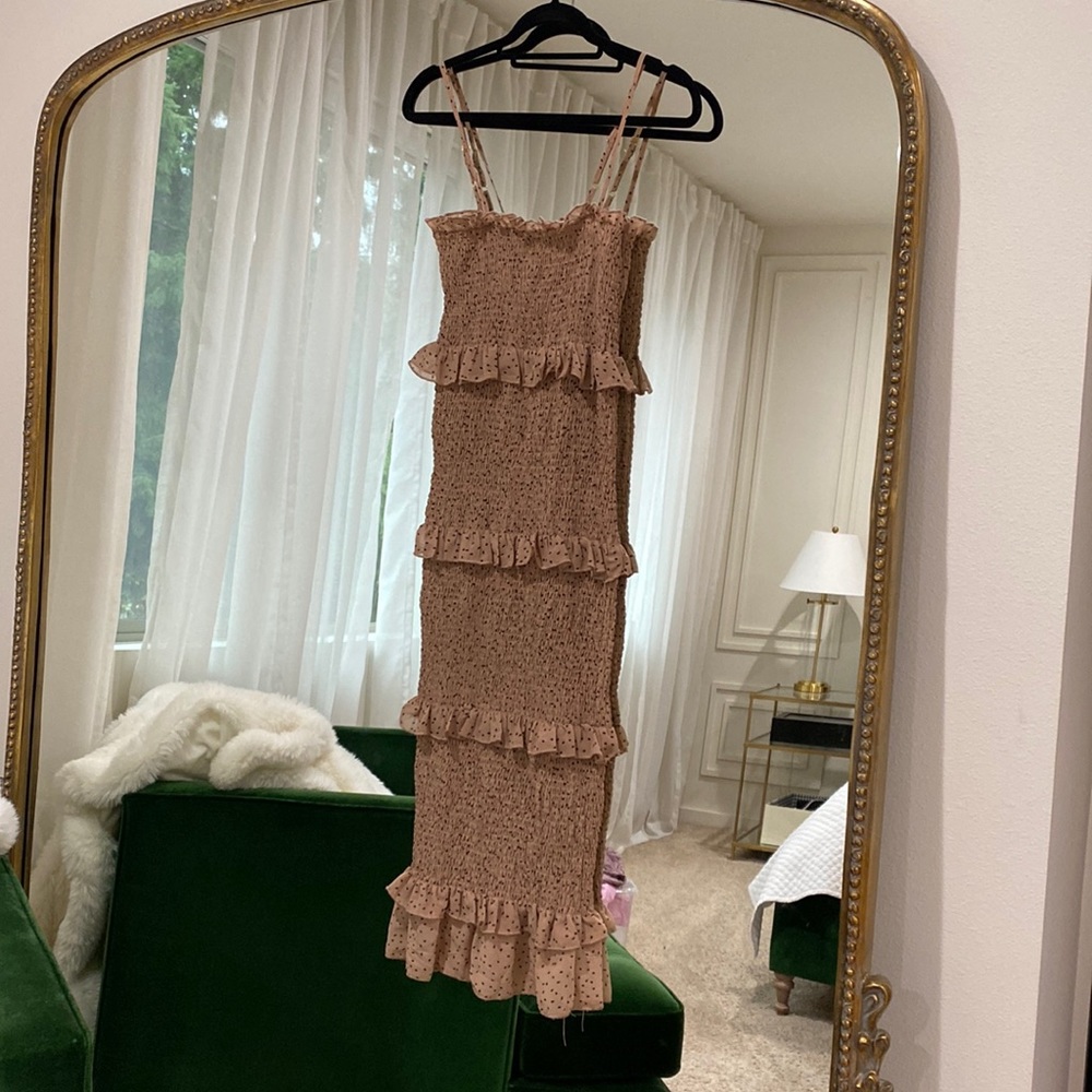 Petal and pup rucked pocka dot dress